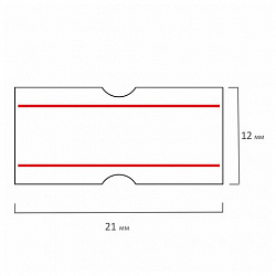 Этикет-лента 21х12 мм, прямоугольная, белая с красной полосой, КОМПЛЕКТ 10 рулонов по 1000 этикеток, 117546