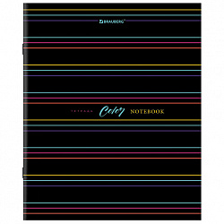 Тетрадь А5, 96 л., BRAUBERG, скоба, клетка, глянцевая ламинация, "Color Stripes", 404430