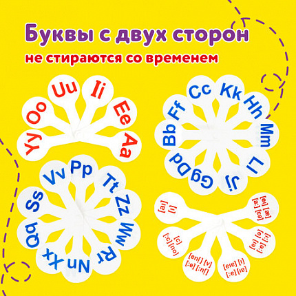 Веер-касса "Английские гласные и согласные" ЮНЛАНДИЯ, НАБОР 2 штуки, европодвес, 270561