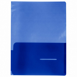 Папка-уголок 2 кармана, непрозрачная, А4, BRAUBERG "SPECIAL", синяя, 0,18 мм, 273060