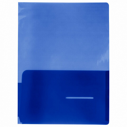 Папка-уголок 2 кармана непрозрачная А4 BRAUBERG SPECIAL, синяя, 0,18 мм, 273060