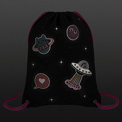 Мешок для обуви BRAUBERG PREMIUM, карман, подкладка, светоотражайка, 43х33 см, Space sweets, 272422