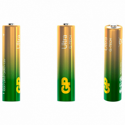 Батарейки КОМПЛЕКТ 2 шт., GP Ultra G-Tech, AAA (LR03, 24А), алкалиновые, мизинчиковые, 24AUA21-2CRSBC2