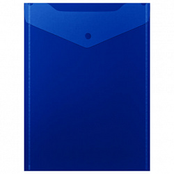 Папка-конверт с кнопкой прозрачная А4 BRAUBERG UNIVERSAL, вертикальная, синяя, 0,15 мм, 273076