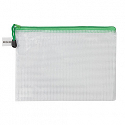 Папка-конверт на молнии МАЛЫЙ ФОРМАТ (238х180 мм) А5, молния ассорти, ПВХ, прозрачная, BRAUBERG "Segment", 223887