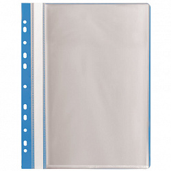 Папка 10 вкладышей STAFF "EVERYDAY" с перфорацией, мягкая, синяя, 0,16 мм, 224974