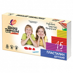 Пластилин классический ЛУЧ "Школа творчества", 15 цветов, 300 г, стек, картонная упаковка, 29С 1764-08