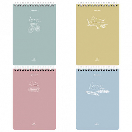 Блокнот А5 (146х206 мм), 60 л., гребень, картон, клетка, BRAUBERG, "Pastel", 114362