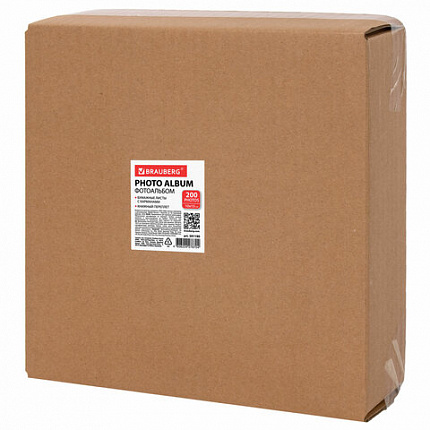 Фотоальбом BRAUBERG "Персик" на 200 фото 10х15 см, ткань, персиковый, 391190