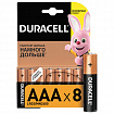 Батарейки КОМПЛЕКТ 8 шт., DURACELL Basic ОРИГИНАЛ, AAA (LR03, 24А), алкалиновые, мизинчиковые, C0037387