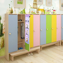 Кармашки-органайзер в шкафчик для детского сада ЮНЛАНДИЯ, увеличенный размер, 26х80 см, "Sleepy kitty", 273281