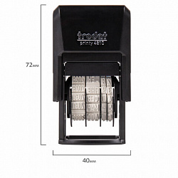 Датер-мини, месяц БУКВАМИ, оттиск 20х3,8 мм, синий, TRODAT 4810 P4, корпус черный, подушка, 70621