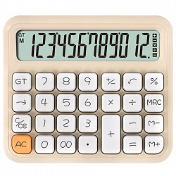 Калькулятор настольный BRAUBERG KW-1000-BG (152x132 мм), 3D-кнопки, 12 разрядов, бежевый, 272957