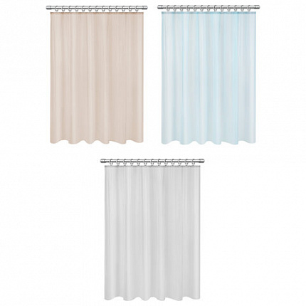 Шторка для ванной PEVA, 180х180 см, кольца в комплекте, цвет ассорти (белый, голубой, коричневый), WBZ (ВБЗ), 700067