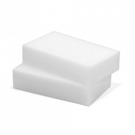 Губка-ластик МЕЛАМИНОВАЯ для удаления пятен, для чистки кухни, уборки, обуви, 10,5х6х2,5 см, КОМПЛЕКТ 2 шт., колорбокс, BRAUBERG, 606892