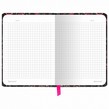 Блокнот с резинкой в клетку 96 л., МАЛЫЙ ФОРМАТ А6, 109х148 мм, твердая обложка, BRAUBERG, "Гранаты", 116331