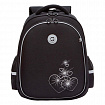 Ранец GRIZZLY анатомическая спинка, c брелоком, для девочек, "HEARTS", чёрный 36х28х20 см, RAz-586-5/1