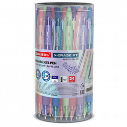 Ручка гелевая стираемая автоматическая BRAUBERG "X-ERASE RT PASTEL COLOR", СИНЯЯ, пишущий узел 0,7 мм, линия письма 0,5 мм, 144424