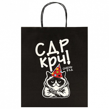 Пакет подарочный (1 штука) 26х13х32 см (L) "Funny Mix", ассорти, крафт, ЗОЛОТАЯ СКАЗКА, 700820