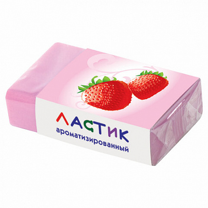 Ластик ПИФАГОР "Фрукты", 35х21х9 мм, ароматизированный, ассорти, картонный держатель, 222477
