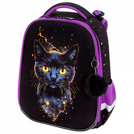 Ранец BRAUBERG ORIGINAL, 2 отделения, с брелком, "Galactic cat", 38х29х16 см, 274403