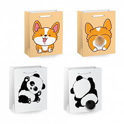 Пакет подарочный (1 штука) 18х10х23 см (M), "Fluffy Tail", ассорти, пушистый хвостик, ЗОЛОТАЯ СКАЗКА, 700810