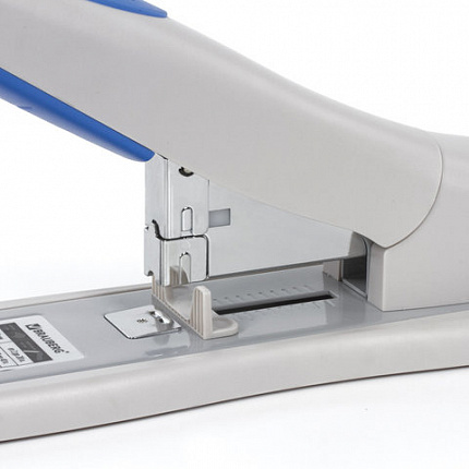 Степлер МОЩНЫЙ №24/6-23/15 BRAUBERG "Heavy duty PRO", до 100 листов, эргономичный, серо-синий, 227661