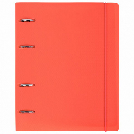 Тетрадь на кольцах А5 175х220мм, 120л, пластик, с резинкой, BRAUBERG, Коралловый, 404621