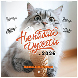 Календарь настенный перекидной 2026 г., BRAUBERG, 12 листов, 21,4х21,4 см, МИНИ, "Не падай духом", 116942