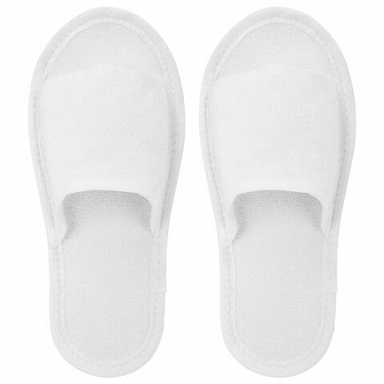 Тапочки одноразовые махровые "Классик" открытые, 1 пара, размер 38-42, белые, SMZ