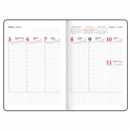 Еженедельник датированный 2026 БОЛЬШОЙ ФОРМАТ 210х297 мм, А4 BRAUBERG "Wood", под кожу, синий, 117158