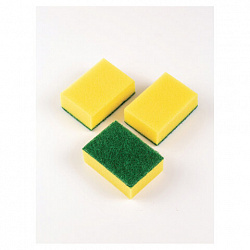 Губки бытовые для мытья посуды, КОМПЛЕКТ 3 шт., чистящий слой (абразив), PACLAN "Practi Maxi", 409121