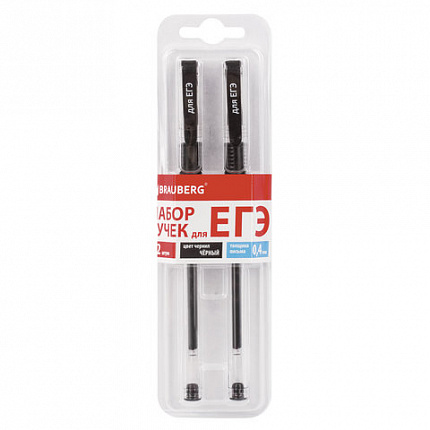 Ручки гелевые "ДЛЯ ЕГЭ" с грипом, ЧЕРНЫЕ, НАБОР 2 штуки, BRAUBERG, узел 0,7 мм, линия письма 0,4 мм, блистер, 142708