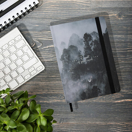 Ежедневник недатированный с резинкой А5 145х203 мм, BRAUBERG, твердый, 128 л., "Forest", 116287