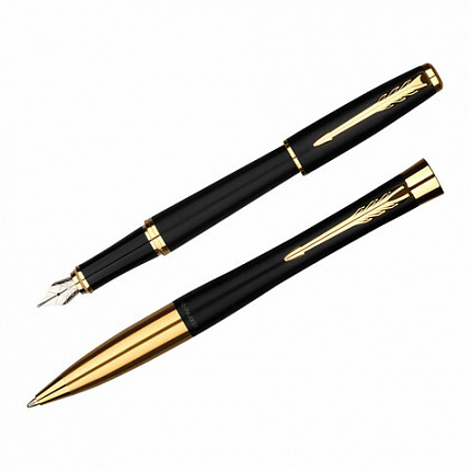 Набор PARKER "Urban Black GT": шариковая ручка синяя и перьевая ручка синяя, 2093381