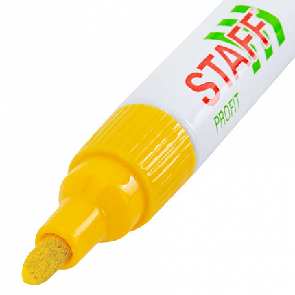 Маркер-краска лаковый (paint marker) 2-4 мм, ЖЕЛТЫЙ, НИТРО-ОСНОВА, STAFF PROFIT, для любых поверхностей, 152583