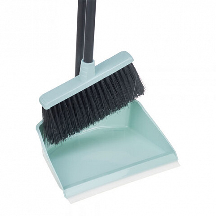 Совок для мусора КОМПЛЕКТ щетка + рукоятки по 80 см, вставные, пластик, "ЛЕНИВКА", IDEA, М5177, М 5177