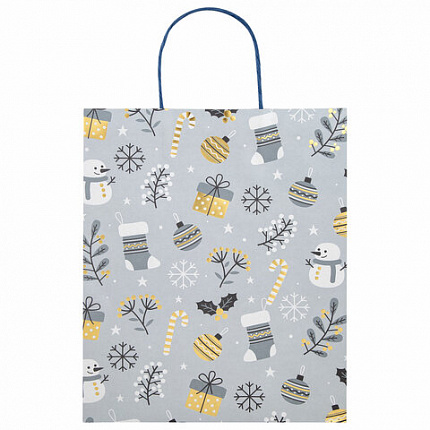 Пакет подарочный (1 штука) новогодний 26x13x32 см, "Kraft Large", ассорти, ЗОЛОТАЯ СКАЗКА, 592132