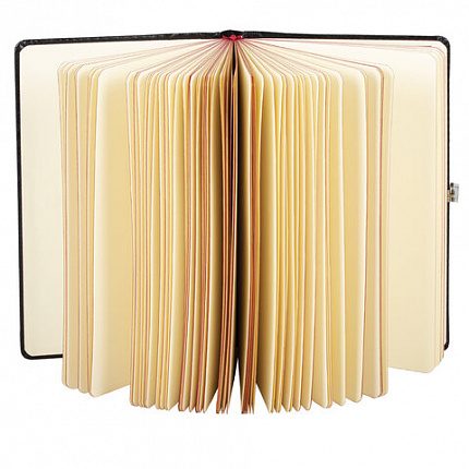 Скетчбук, слоновая кость 140 г/м2 130х210 мм, 80 л., КОЖЗАМ, застежка металл, BRAUBERG ART CLASSIC, "Inspiration", под кожу, черный, 116464