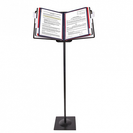 Демосистема напольная металлическая с 10 цветными панелями А4, черная, BRAUBERG "SOLID", 236723