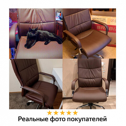 Кресло офисное BRABIX "Space EX-508", экокожа, хром, коричневое, 531164