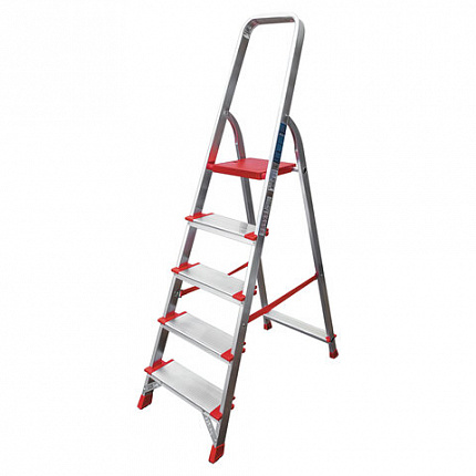 Стремянка алюминиевая 5 ШИРОКИХ СТУПЕНЕЙ 13 см, площадка 1,1 м, нагрузка 225 кг, вес 6 кг, НОВАЯ ВЫСОТА, 3117105, 5110105/3117105