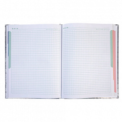 Блокнот А5 167х216 мм, 80 л., твёрдый, бумвинил "METALLIC", клетка, блок 5 цв., HATBER, черный, 084779, 80ББ5В1