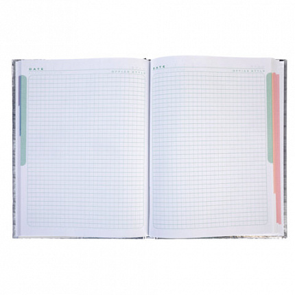 Блокнот А5 167х216 мм, 80 л., твёрдый, бумвинил "METALLIC", клетка, блок 5 цв., HATBER, черный, 084779, 80ББ5В1