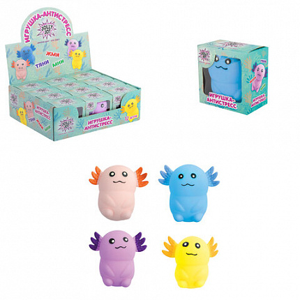 Игрушка-антистресс "АКСОЛОТЛЬ", 8 см, ассорти, 4 цвета, дисплей, JOLLY JOT (ДЖОЛЛИ ДЖОТ), 665806