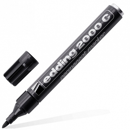 Маркер перманентный (нестираемый) EDDING 2000, ЧЕРНЫЙ, круглый наконечник, 1,5-3 мм, алюминиевый корпус, E-2000C/1, Е-2000/C001