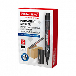 Маркер перманентный с колпачком для вскрытия коробок BRAUBERG LOGISTIC SPECIAL, черный, 1-3 мм, 152569