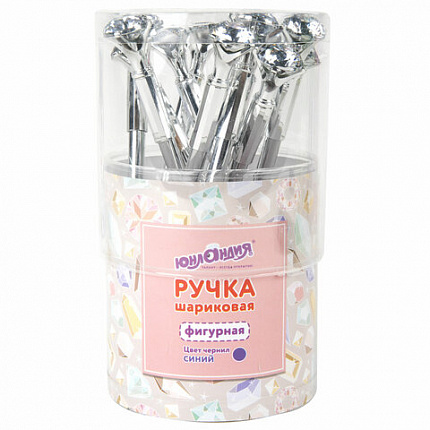 Ручка фигурная шариковая ЮНЛАНДИЯ "Кристалл", корпус ассорти, СИНЯЯ, пишущий узел 0,7 мм, 143788
