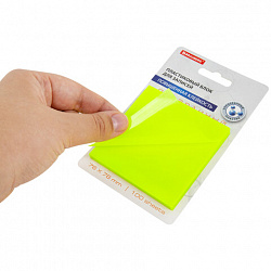 Блок самоклеящийся прозрачно-желтый (стикеры) BRAUBERG TRANSPARENT 76х76 мм, 100 листов, 115207