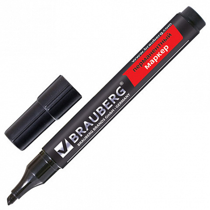Маркеры перманентные BRAUBERG "Contract", НАБОР 4 ЦВЕТА, скошенный наконечник, 1-5 мм, 150473
